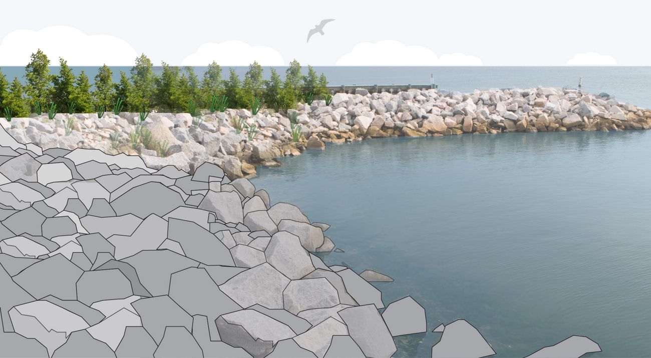<p>rock used to protect shorelines</p>