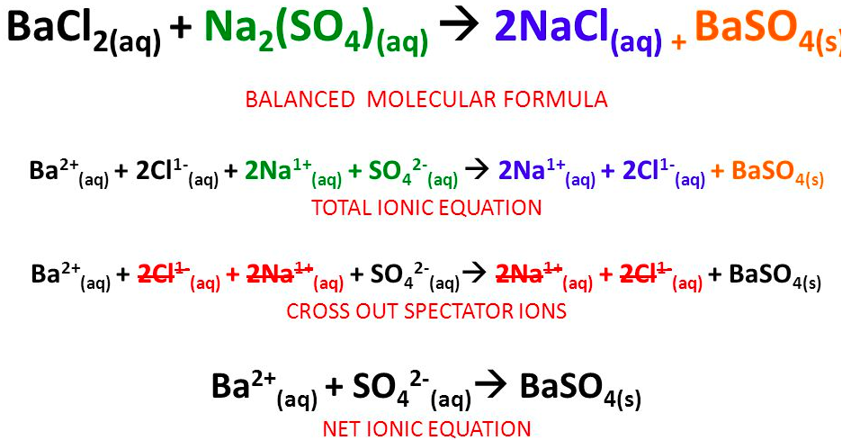 <p>net ionic equation </p><ul><li><p>does not include spectator ions </p></li></ul><p></p>
