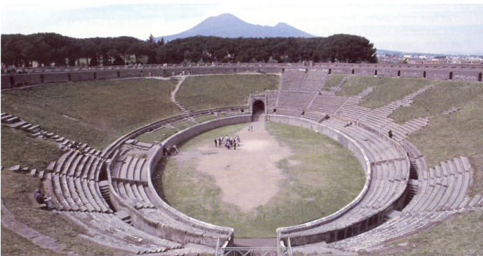 <p>The amphitheatre at Pompeii</p>