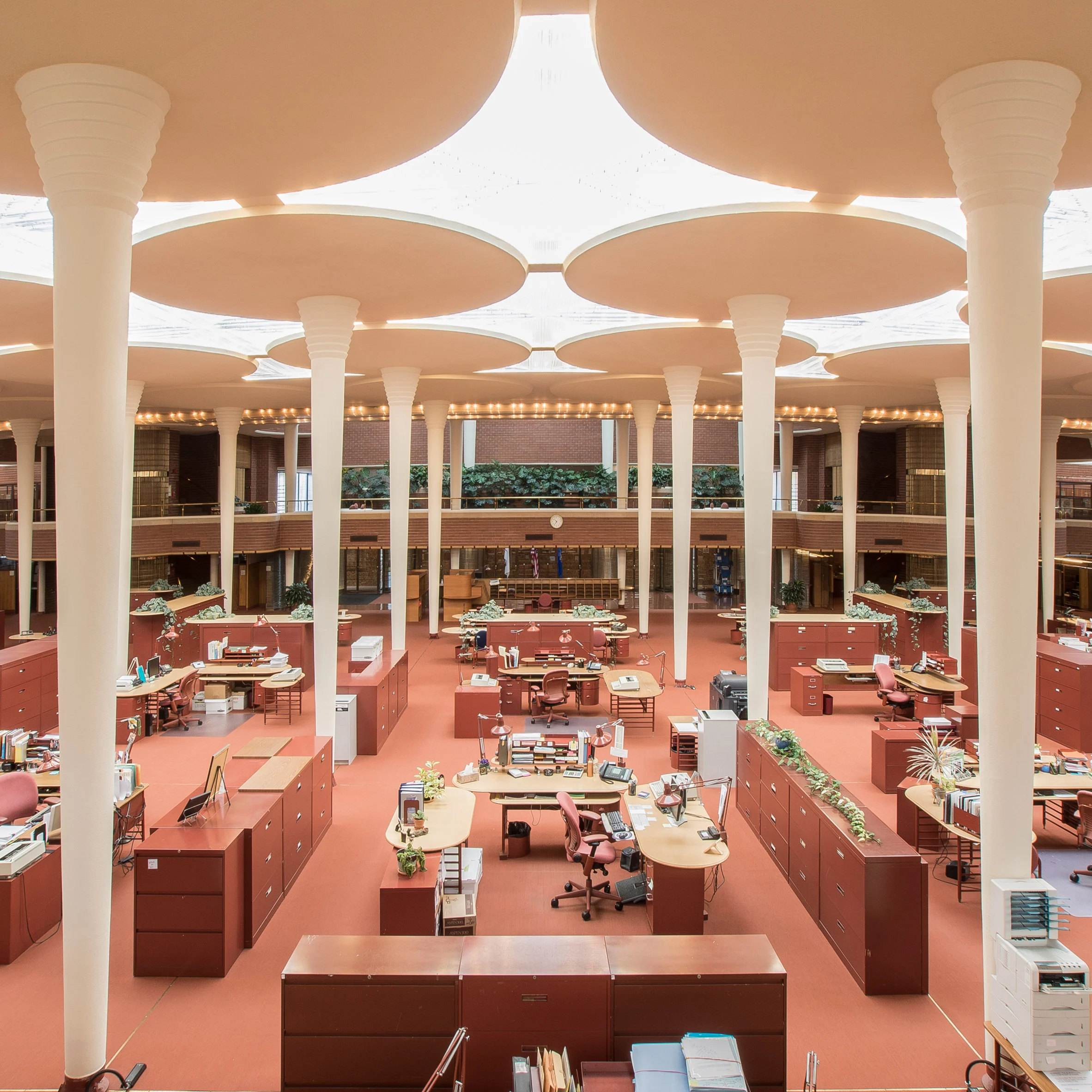 <p>Modernist architecture; constructed with more than 200 sizes and shapes of bricks</p>