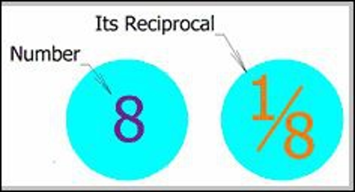 <p>(adj.) shared; involving give-and-take between two persons or things; working in both directions; (n.) (math) a number that, when multiplied by another number, gives 1</p>