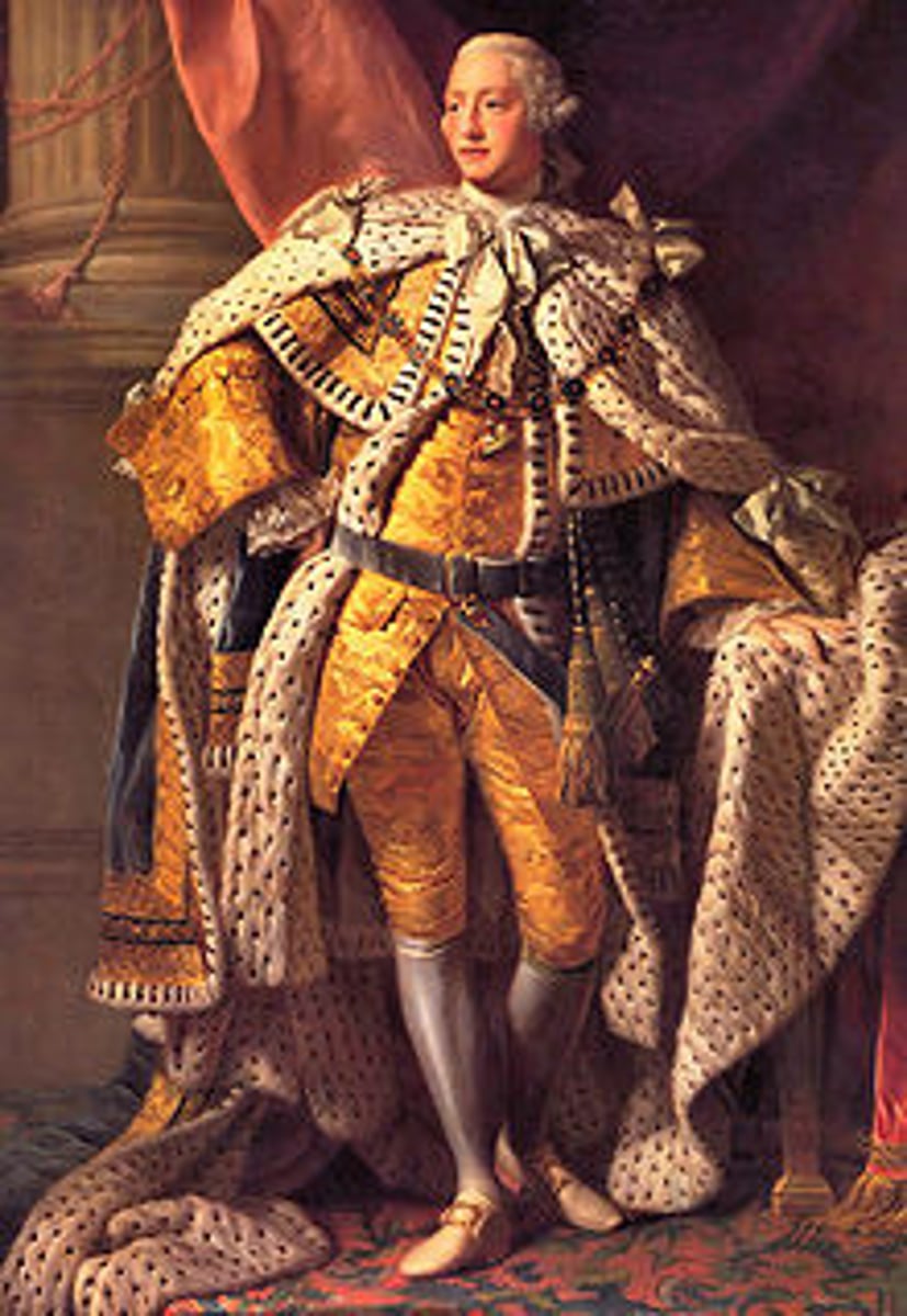 <p>He was the king of England from 1760 to 1820, exercised a greater hand in the government of the American colonies than had many of his predecessors. Colonists were torn between loyalty to the king and resistance to acts carried out in his name. After King George III rejected the Olive Branch Petition, the colonists came to see him as a tyrant.</p>