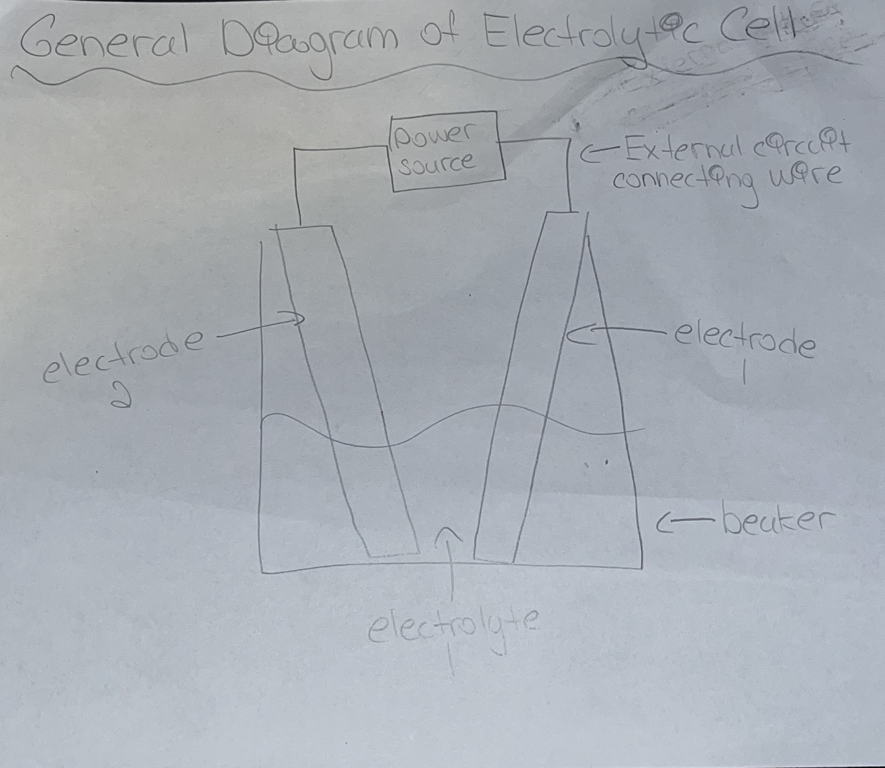 <ol><li><p>Identify SOA and SRA</p></li><li><p>Write half reactions</p></li><li><p>Balance electrons and write net cell reaction + cell potential</p></li><li><p><mark data-color="yellow">IF required state the minimum electric potential (V)</mark></p></li><li><p>If diagram is needed write one down (shown on pic)</p></li></ol>