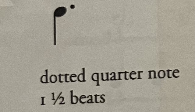 <p>Dotted quarter note - 1 ½ beat</p>