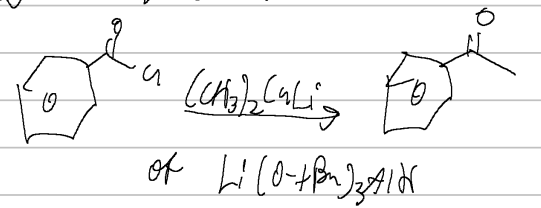 <p>acid halide → ketone</p>