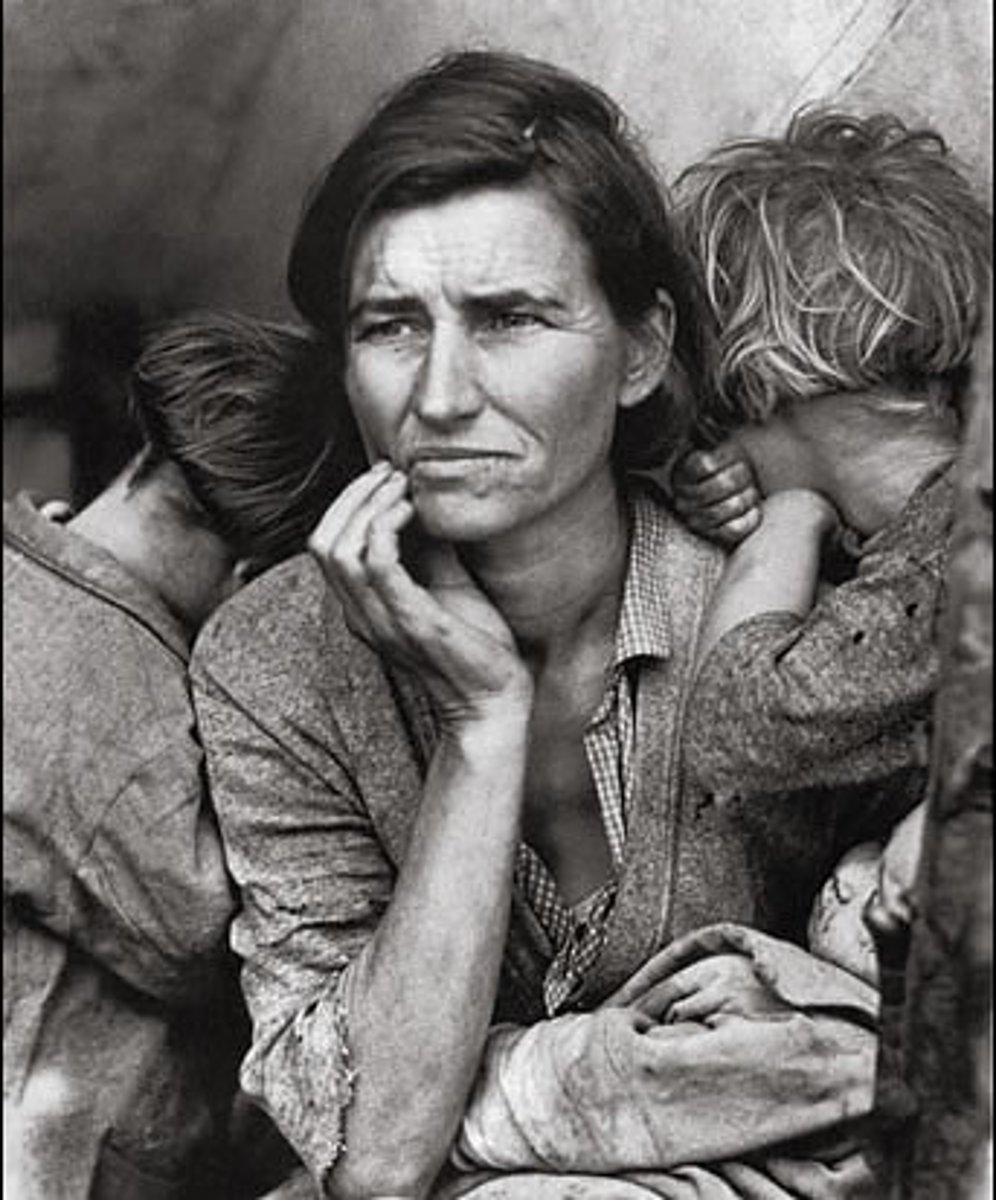 <p>US modernism </p><p>Portrait artist</p><p>She was hired under the New Deal</p><p>The Dust Bowl caused a lot of farmers to go broke</p><p>The new deal sent people to the farmers to take their picture</p><p>Trying to justify to people to keep paying taxes</p><p>The woman had 7 children</p><p>She was also a widow</p><p>This image was featured in Time magazine</p><p>Encouraged her to make her look sad to make people feel worse and still pay</p><p>Part of a series</p>