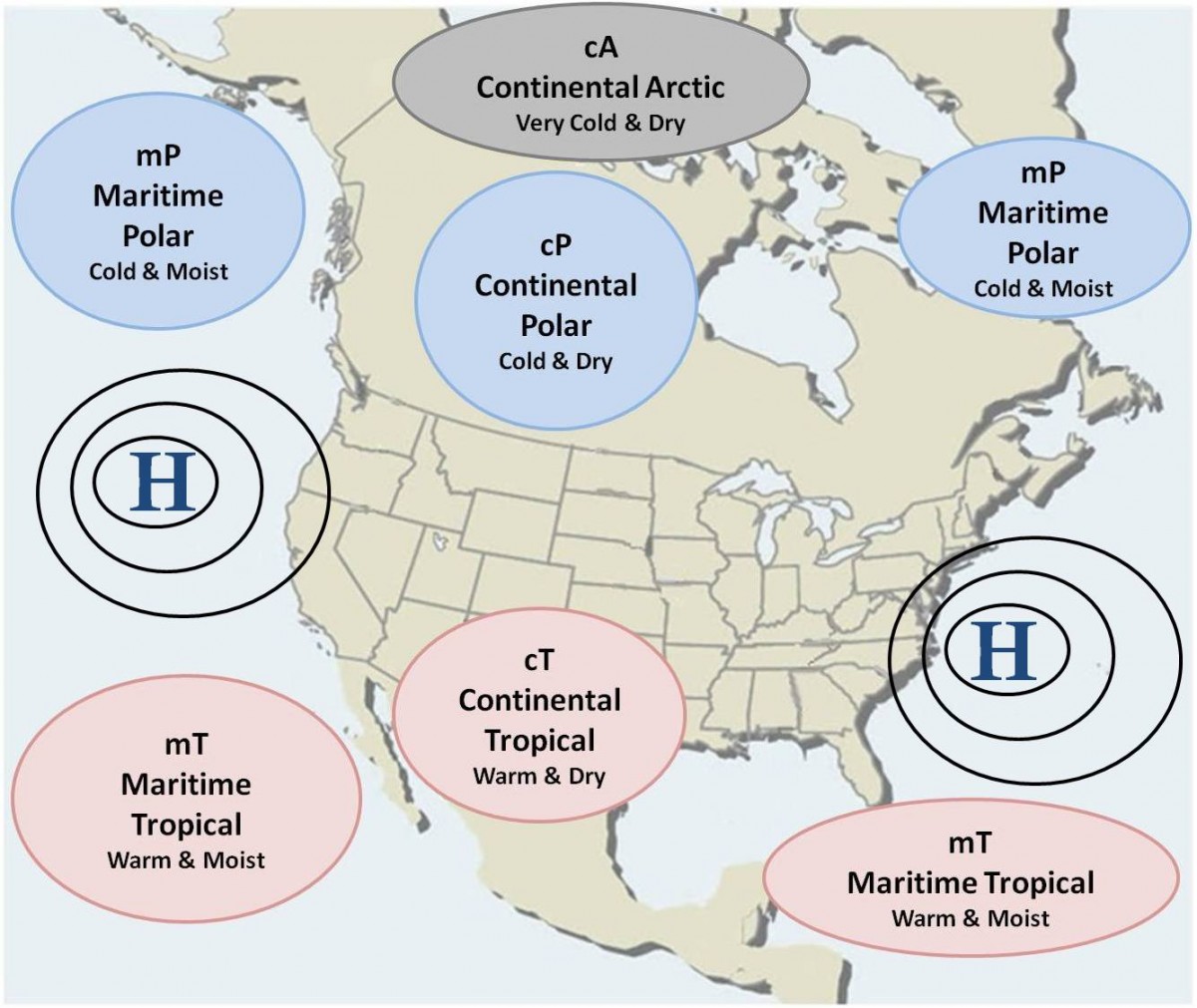 <p>Part of air mass classification scheme that denotes an air mass that forms over warm regions to our south. Suggests the air mass will be warm. There are both maritime and continental tropical air masses</p>