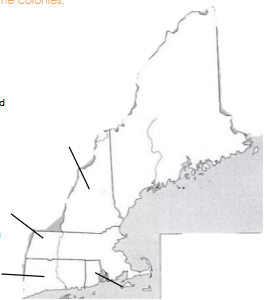 <p>rocky soil, cold climate, harbors, fishing, lumber, and shipbuilding; founded for religous freedom</p>