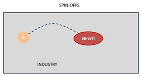 <p>Independent start-ups that originate from existing firms within the same industry.</p>