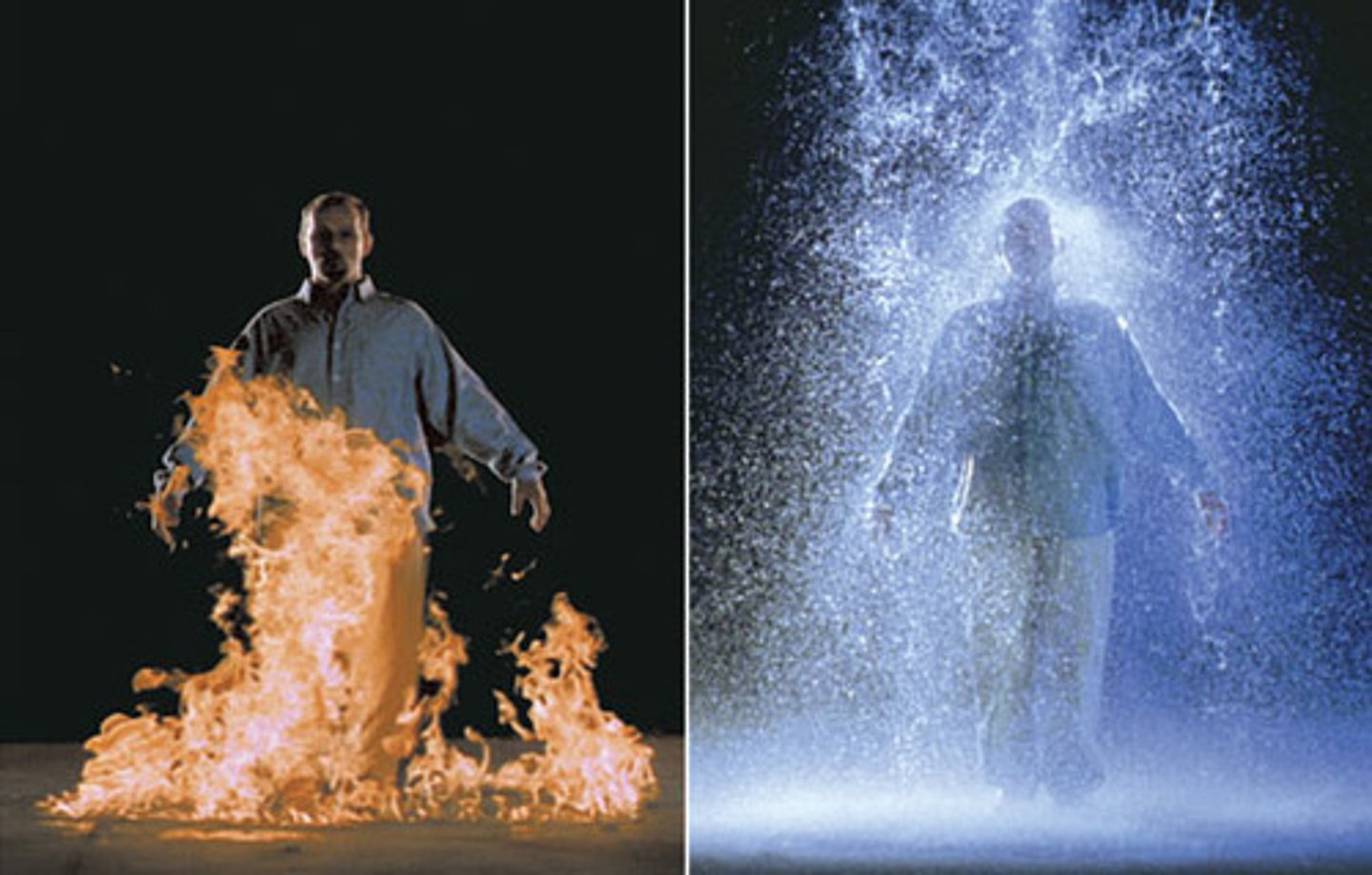 <p>Bill Viola (Installation, Large-Scale Video Art)</p><ul><li><p><strong>1 Story:</strong> A man engulfed by fire/water in ultra-slow motion invokes transcendence.</p></li><li><p><strong>2 Changes:</strong> Marks rise of video installation as immersive environment.</p></li><li><p><strong>3 Context:</strong> Draws on global religious traditions and spiritual renewal.</p></li><li><p><strong>4 New Approaches:</strong> Uses monumental scale, sound, and time to create affective experience.</p></li></ul><p></p>