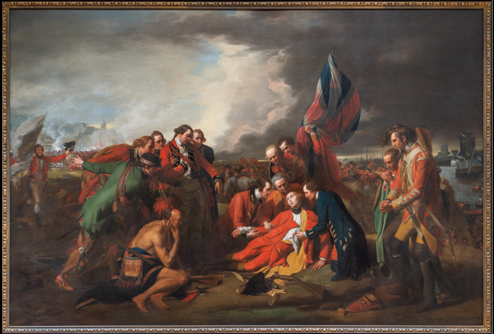 <p>Benjamin West, The Death of General Wolfe, 1770, oil on canvas, 1526 × 214.5 cm</p><p></p><p>What are the piece’s form, function, content, and context?</p>