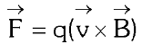 <p>where:</p><p>q = charge of particle</p><p>v = velocity of particle</p><p>B = external field</p>