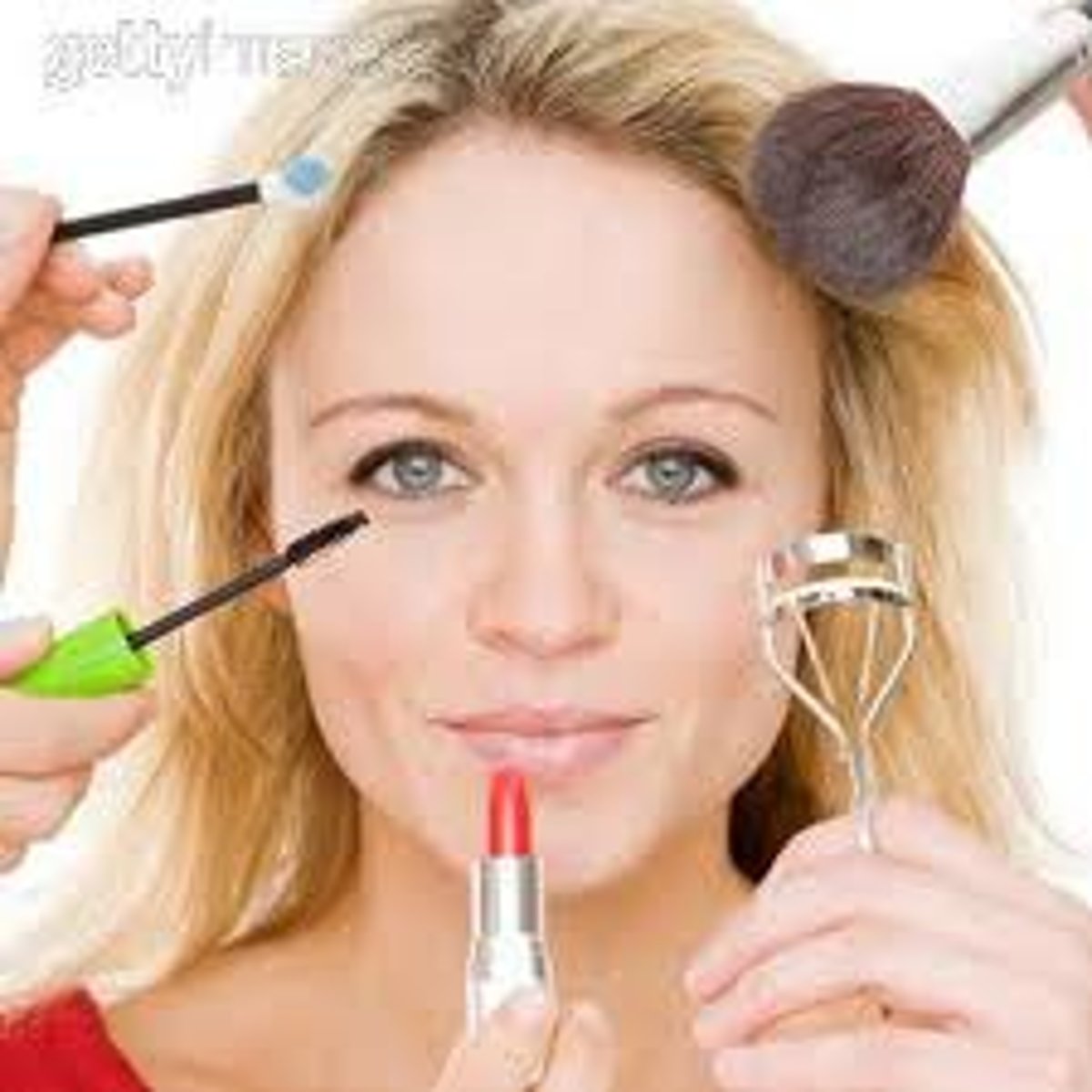 <p>to put on makeup</p>
