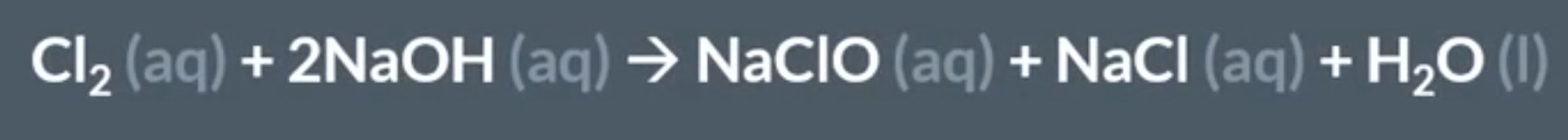 <p>NaClO where the ClO ions is used to kill microorganism</p>