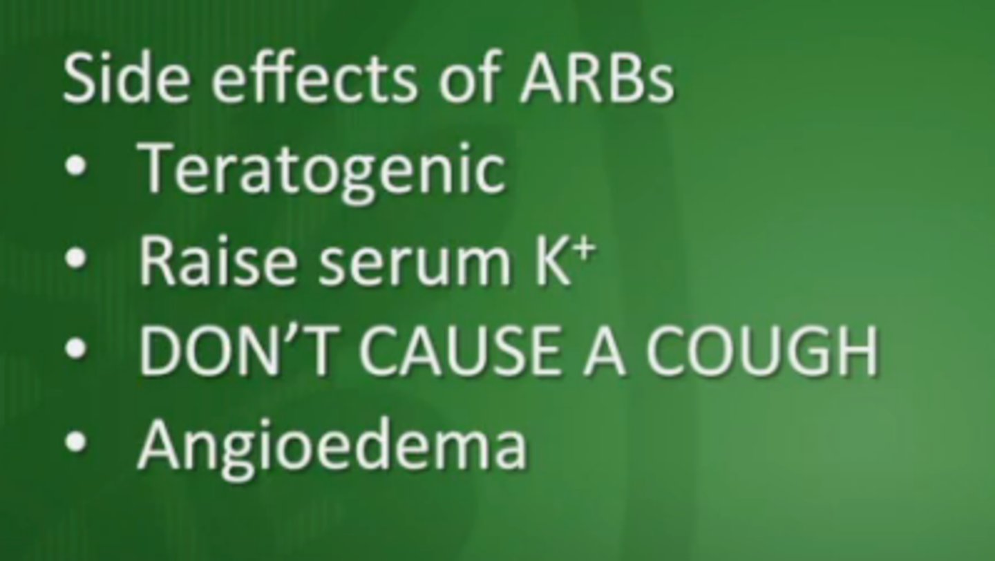 <p>Headaches</p><p>Dizziness</p><p>Nasal congestion</p><p>Angioedema (facial and lip swelling)</p><p>Hyperkalemia (increased potassium levels in the blood).;</p>