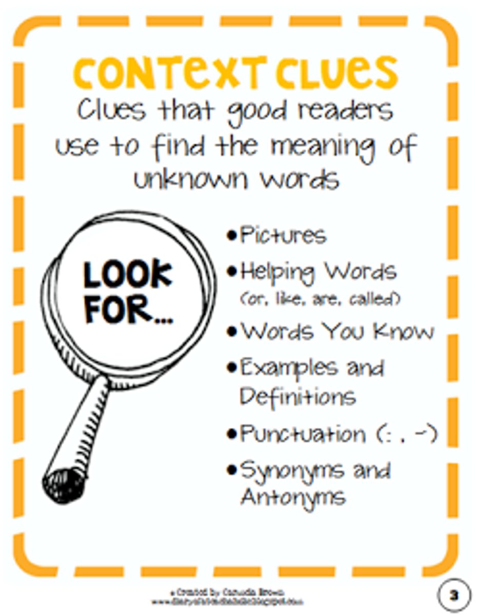 <p>Information from the reading that hints at a word's meaning.</p>