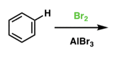 <p>Br2, AlBr3 (or FeBr3) </p>
