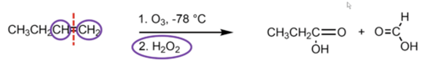 <p>if either of the alkene carbons have at least one hydrogen attached, you replace one of the alkene hydrogens with an OH on either side, producing C.A. products</p>