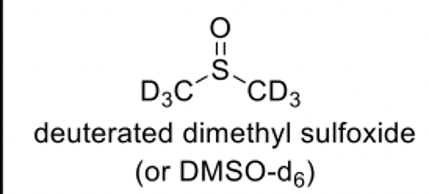 <p>CDCl3 deuterated chloroform</p><p>(typically used for non-polar compounds)</p><p>(typically used for</p><p>polar compounds)</p><p>A Typical NMR Sample Prep:</p><p>10-20 mg compound + 0.5-0.6 mL CDCl3</p>