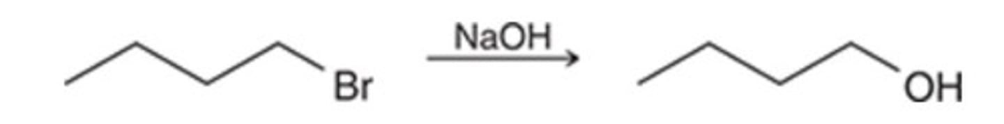 <p>For the following substitution reaction, which statement is FALSE?</p><p>The process is bimolecular.</p><p>Increasing the concentration of hydroxide will cause an increase in the rate of reaction.</p><p>The use of a polar aprotic solvent will enhance the rate.</p><p>The reaction proceeds via a carbocation intermediate.</p>