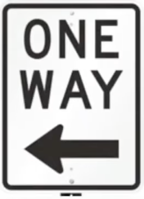 <p>This road sign means: </p><p>A. Turn left</p><p>B. One way only</p><p>C. Single lane ahead</p>