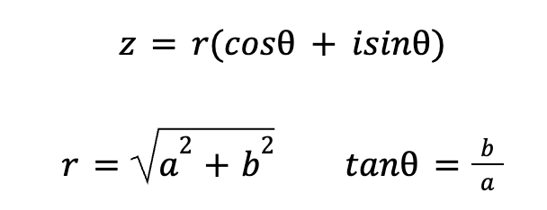 <p>z is the point. to convert back, rewrite the cos and sin in their ratios, then distribute r</p>