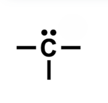 <p>Carbon - One Lone Pair &amp; Three Bonds</p>