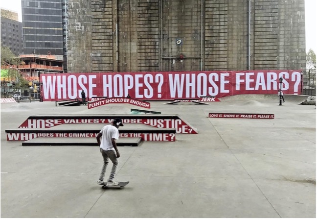 <p>Barbara Kruger - 2017</p><p>more recent work</p><p>embedded in the fabric of New York City is her text-based questioning that make up the beliefs of New York and America in general</p><p>kind of looks like a supreme logo</p>