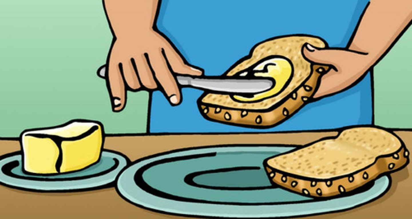 <p>unte o pão</p>