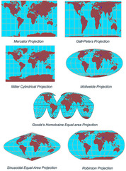 <p>a change in the shape, size, distance, or position of a place when it is shown on a map</p>