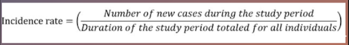<ul><li><p>All new cases of a disease or health condition appearing during a given time</p></li></ul><p></p>