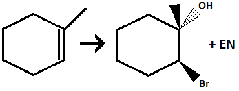 <p>Reagents: X2, H20</p><p>Addition of OH group and halogen atom across alkene</p><p>OH goes in most substituted position</p>