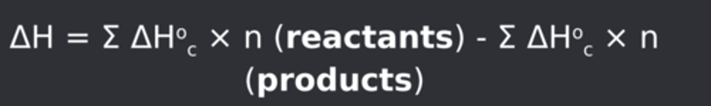 <p>energy released when a hydrocarbon is reacted w/ o2 to produce water and CO2.</p>