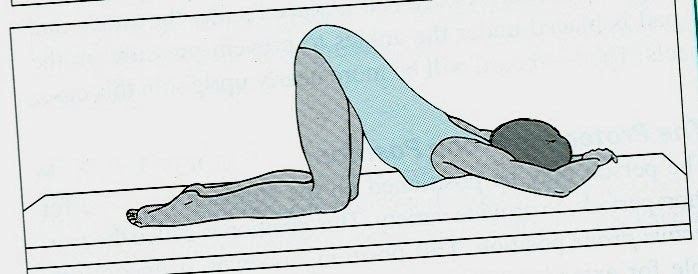 <p>Position in which an individual rests on their knees and chest with their head turned to the side</p>