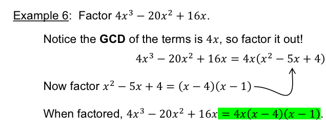 <p>Greatest common Divisor of two terms is the largest factor shared between both terms</p><p>Only do this is possible</p>