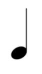 <p>quarter note (quarter of crotchet, 1/4)</p>