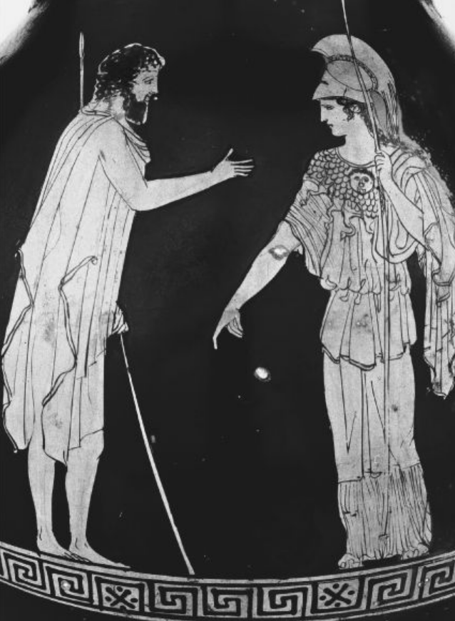 <p>Who wears a cloak and carries a spear? (Figure 13.2)</p>