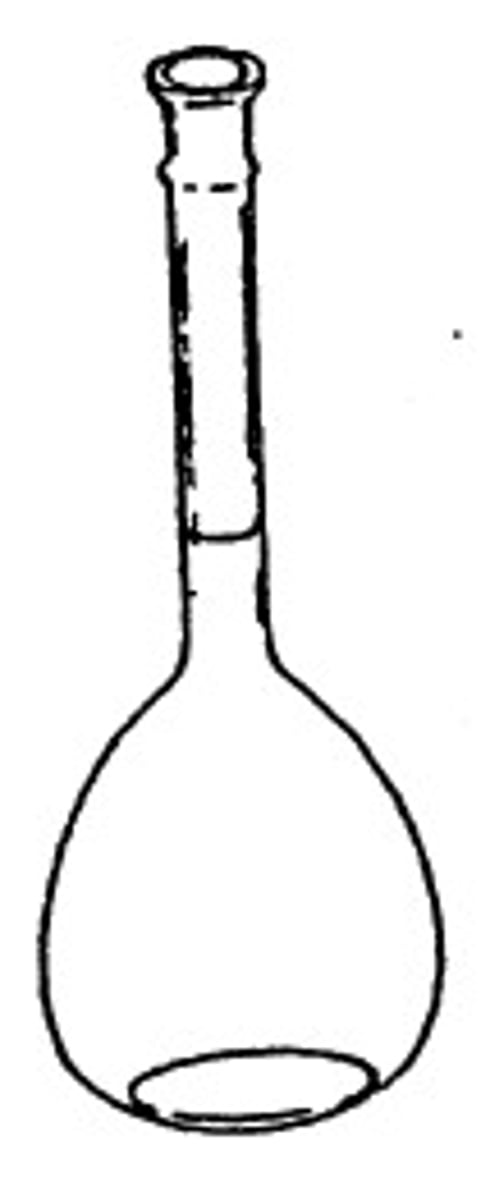 <p>- holds a fixed, accurately known volume of solution </p><p>- used to prepare standard solutions or perform dilutions </p>