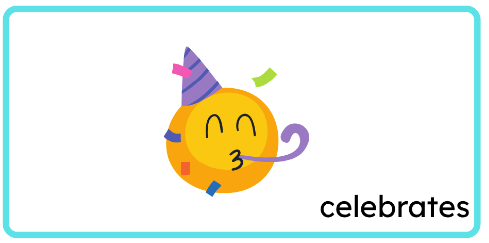<p>celebrates</p>