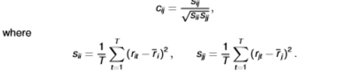 <ul><li><p>value will range between -1 and 1 </p></li><li><p>if the correlation = 0, the assets are linearly independent </p></li></ul><p></p>