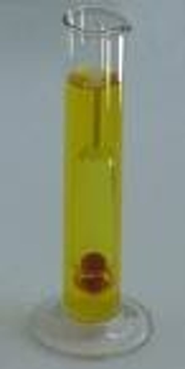 <p>Harmonic oscillation densitometry - sound waves of a fixed frequency are transmitted through the urine. The frequency changes in proportion to the specific gravity of the sample.</p><p>Urinometer/hydrometer (picture)- has a weight in the bottom, and a graduated stem. The stem is calibrated, so the level of the fluid on the stem will tell you what the density is of the fluid</p>