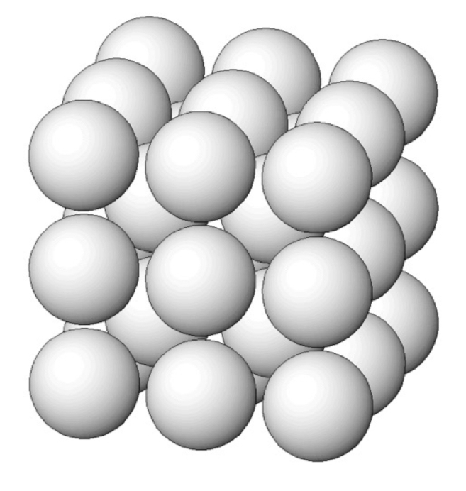 <ul><li><p>atoms are arranged with:</p><ul><li><p>8 atoms at the cube corners</p></li><li><p>1 atom at the very center of the cube (body)</p></li></ul></li><li><p>CN: 8</p></li><li><p>packing efficiency: 68% (less dense than hcp/ccp, but denser than simple cubic with 52%)</p></li></ul><p></p>