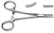 <p><span>•Straight or curved jaws, used to control point bleeders</span></p><p><span>•Smallest hemostats</span></p><p>What type of forceps are these?</p>