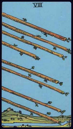 <p>EIGHT OF WANDS</p>