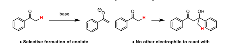 <p>The electrophile and nucleophile derive from the same carbonyl compound</p>