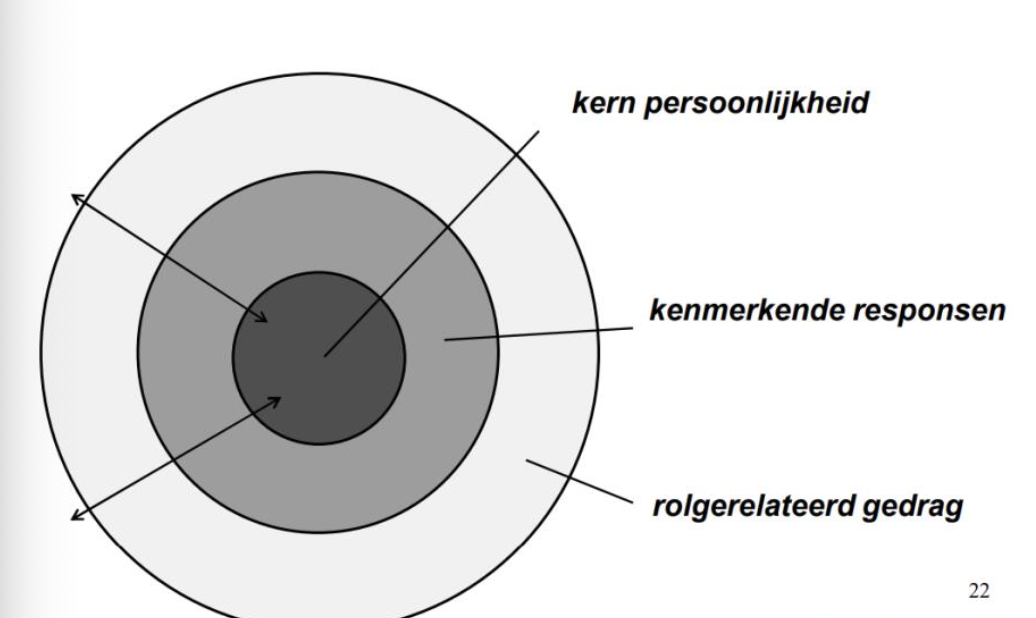 <p>kern persoonlijkheid </p><p>kenmerkende responsen </p><p>rolgerelateerd gedrag </p>