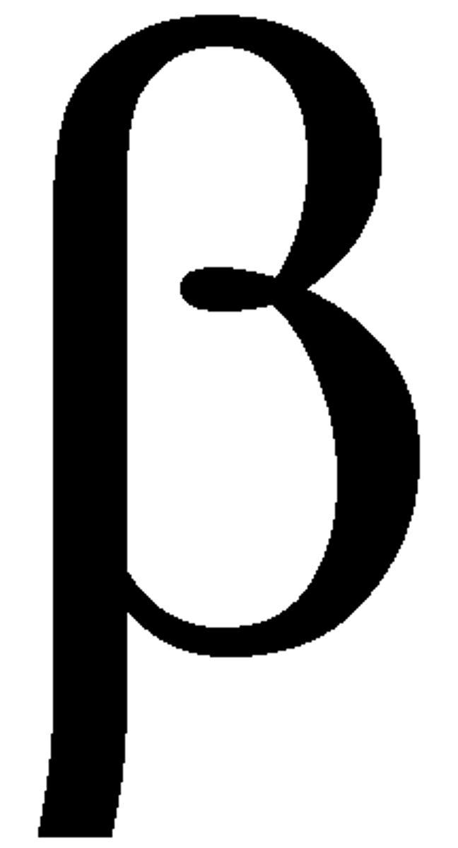 <p>second letter in the Greek alphabet</p>