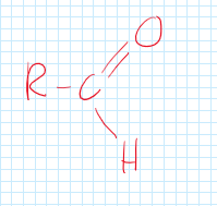 <p>A functional group consisting of carbon, double bonded oxygen, and a hydrogen.</p>