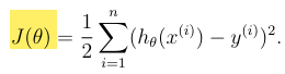 <p>The cost function, which measures how close h(x) is to y for each x, y pair.</p><p></p>