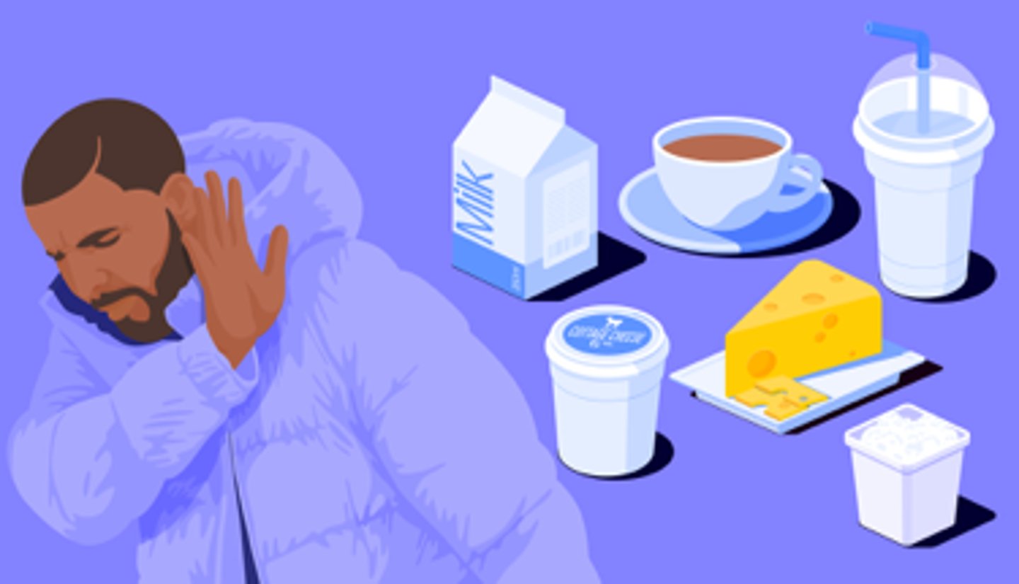 <p>The inability to completely digest the milk sugar lactose due to low lactase enzyme in small intestine</p><p>- cramping &amp; diarrhea caused by its breakdown in large intestin</p><p>- treat with synthetic lactase (Lactaid)</p>